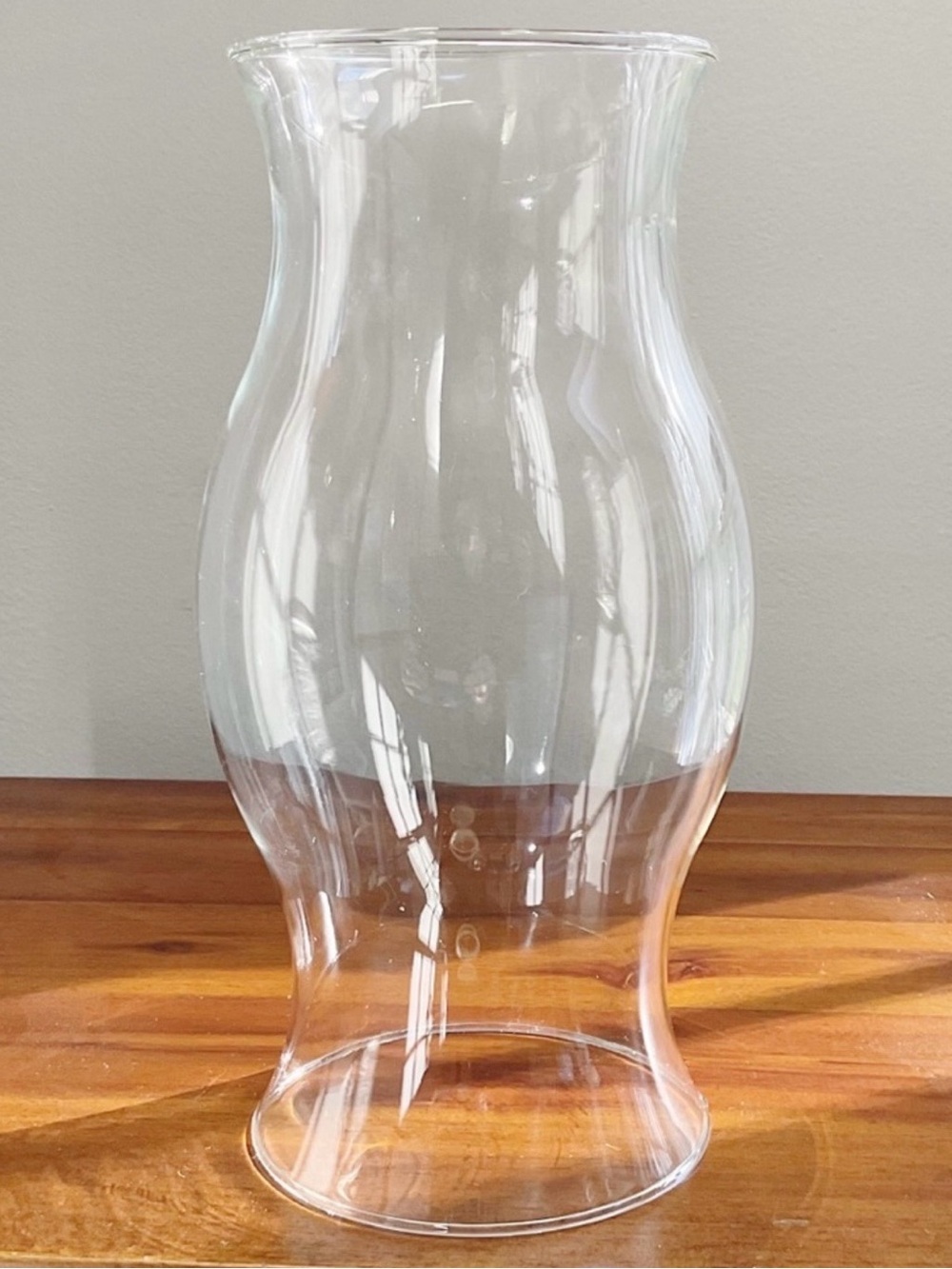 Vintage Curvy Glass Hurricane Shade Candle Holder Chimney 8”